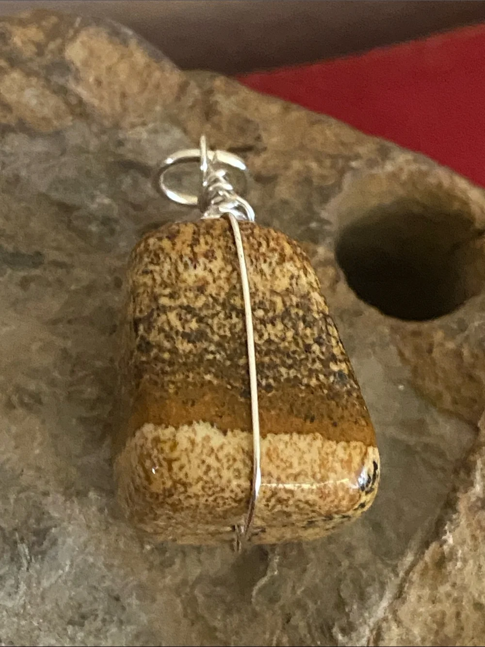 NEW Handmade Brown Jasper Stone Pendant with Wire Wrap